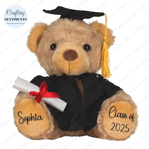 Personalized Graduation Teddy Bear with Scroll & Mortarboard