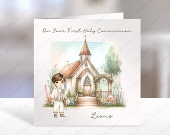 Personalised First Holy Communion Card for a boy