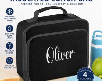 Personalised Lunch Bag | Insulated Cooler Bag | Custom School Lunch Tote | Nursery Lunch Box | Back to School
