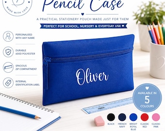 Personalised Pencil Case | Pencil Case with Name | School Pencil Case | Zippered 600D Polyester