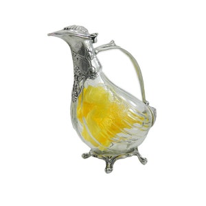 Bottle of Italian design, Decanter for red and white wine, in glass and pewter, Cavagnini elegant Christmas gift