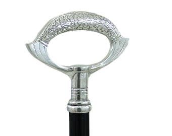 Elegante wandelstok voor oudere dames, gepersonaliseerd zwart hout | naamgravure, orthopedische luxe vintage