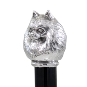 Walking stick, solid and elegant, pomerian dog handle, customizable with engraving, Christmas gift