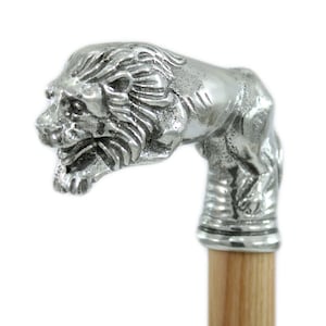 CAVAGNINI -Walking Stick Wooden Pewter Custom -Gift Gentlemens Lion-Elegant wood  Men And Woman HandMade Walking Canes in Italy