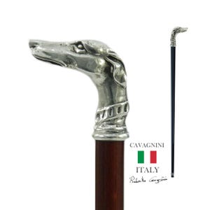 Italy Personalized Walking Stick for Men Women Handmade Cavagnini Elegant for Old Dog Greyhound Pewter Wood Luxury Gift