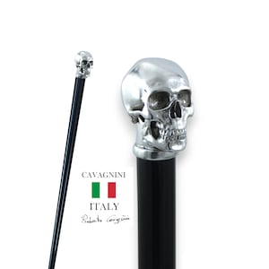 Handcrafted walking stick, skull handle, customizable with engraving, gift for ceremony