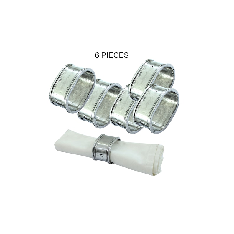 Set 6 pieces round napkin holder alloy napkin holder elegant silver color in metal handmade Mastro Cavagnini italy