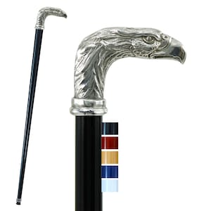 Walking stick in beech wood, customizable in color, length, tip, eagle handle, for men and women