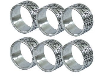 Round napkin ring set of 6 pewter grape napkin rings, elegant round napkin ring