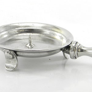Candle holder, with ring in polished pewter. Made in Italy, craftsmanship