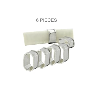 set 6 pezzi Legatovagliolo  portatovaglioli  esagonale lega tovaglioli elegante colore argento metallo fatto a mano Mastro Cavagnini italy