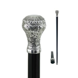 CAVAGNINI  -  Walking Stick Wooden Pewter -  Elegant Ergonimic Handle  Men And Woman HandMade in Italy Custom Canes Ceremony Elegant