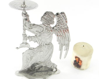 Angel candle holder. Beautiful pewter candlesticks