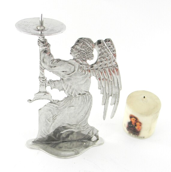 Angel Candle Holder. Beautiful Pewter Candlesticks Etsy