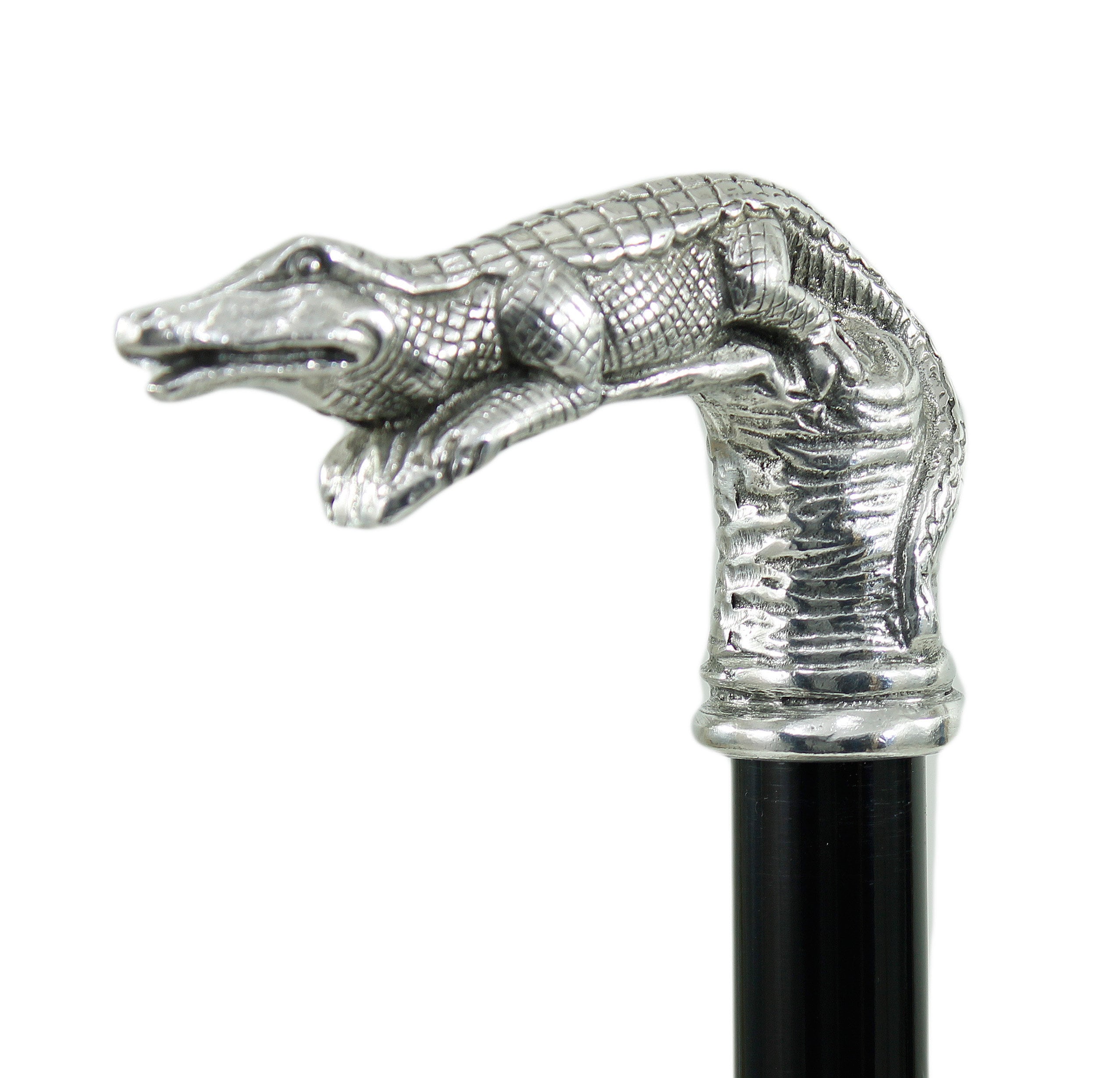 Elegant and sturdy walking stick, crocodile knob, customizable in color, length, tip, handmade in Italy