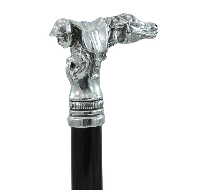 Elegant walking stick jockey with horse customizable with Etsy