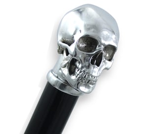 Bastón artesanal, mango de calavera, personalizable con grabado, regalo para ceremonia