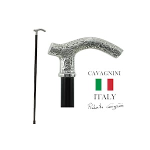 CAVAGNINI  -  Walking Cane wooden Pewter Elegant Ergonimic Handle  Men And Woman HandMade in Italy Walking Stick Liberty