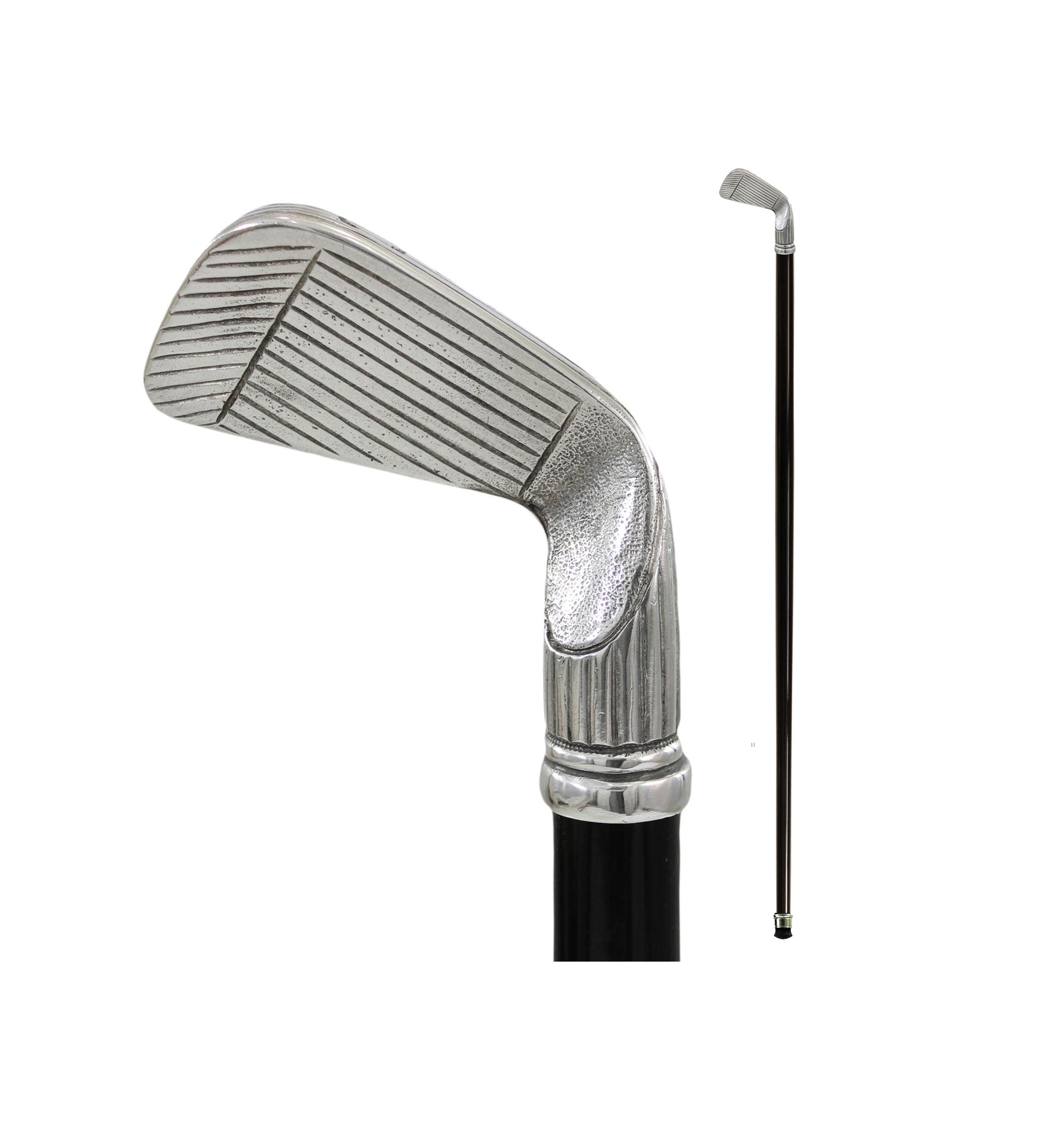Walking stick for the elderly, golf club knob, customizable with initials engraving, handmade in Italy