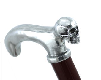 Bastón Derby con calavera en madera negra, elegante y dandi, vintage, para hombres y mujeres | Bastón artesanal para personas mayores