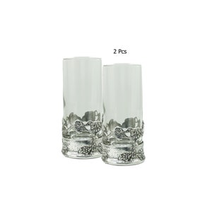 Goblets, set of 2 in pewter and glass. Elegant and classy glasses for drinks and water, Cavagnini. Christmas gift