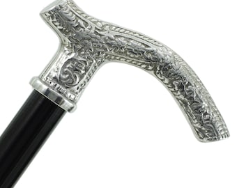 Luxus Gehstock Cavagnini, Personalisierter Zinngriff mit Gravur, Buchenholz nach Maß, Elegantes Geschenk Ruhestand, Bräutigam Hochzeit