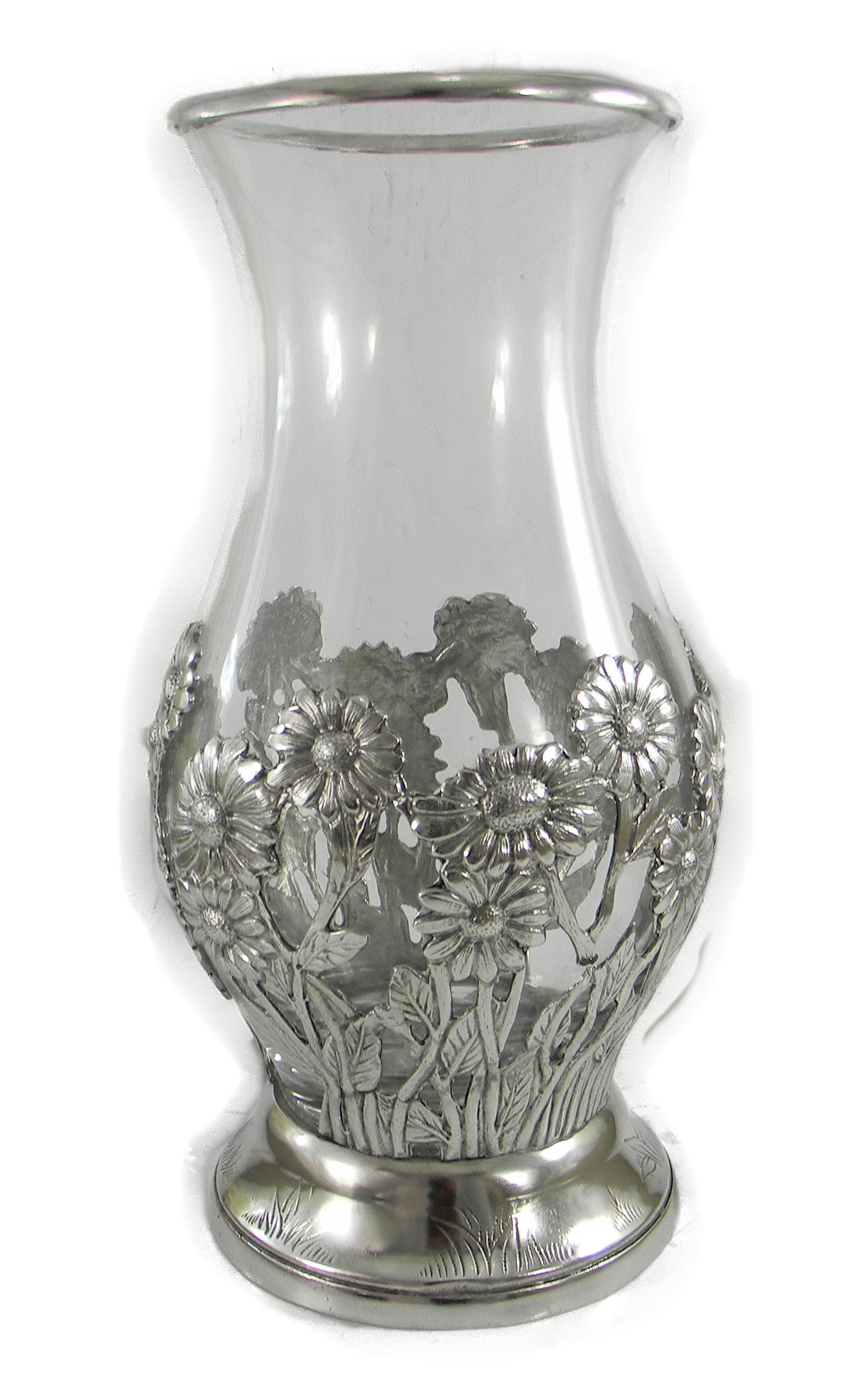 Flower Vase in Pewter and Glass. Silver Metal. Etsy