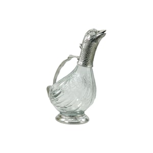 Schöne Flasche Decanter jug in Zinn und Glas. Höhe 29 cm.per Wein
