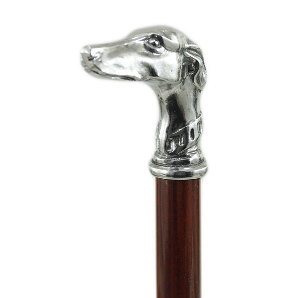 Italy Personalized Walking Stick for Men Women Handmade Cavagnini Elegant for Old Dog Greyhound Pewter Wood Luxury Gift