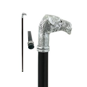 Peut inclure: Canne de marche avec une poignée en forme de tête de chien argentée. La poignée est finement détaillée et la canne a un fût noir. La canne a également un embout en caoutchouc pour l'adhérence et la stabilité. Une aide à la mobilité élégante.