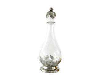 Bouteille d'Acorn en verre et étain. Élégante carafe d'une grande importance. Bouteille pour le vin et l'eau Made in Italy CAVAGNINI