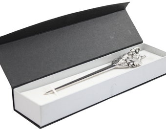 Cavagnini, Wolf paper cutter, elegant, stainless steel and pewter. Gift box included. Christmas gift for men.