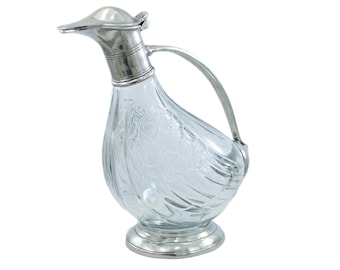 Handmade Italian Glass and Pewter Bottle - Lead-Free, Elegant Decorative & Functional, Perfect for Water, Wine, Spirits