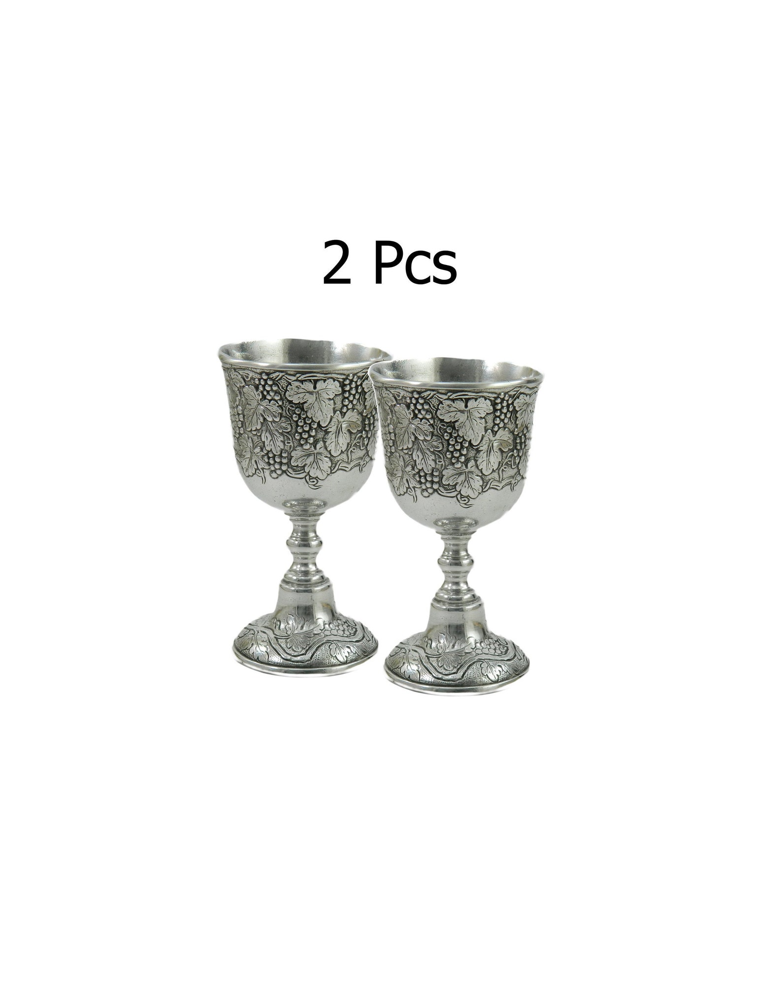 Set 2 Vintage Grape Wine Goblet Metal Pewter Chiseled Glass | Etsy