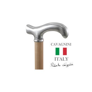 CAVAGNINI  -  Walking Cane wooden Pewter Elegant Ergonimic Handle  Men And Woman HandMade in Italy Walking Stick Liberty