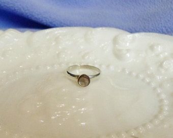 Vintage Sterling Silver Abalone Baby Ring, Heirloom Size 1