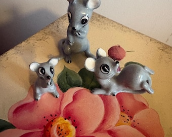 Vintage 1950s Josef Originals Ceramic Gray Mice Figurines Set of 3 Made Japan