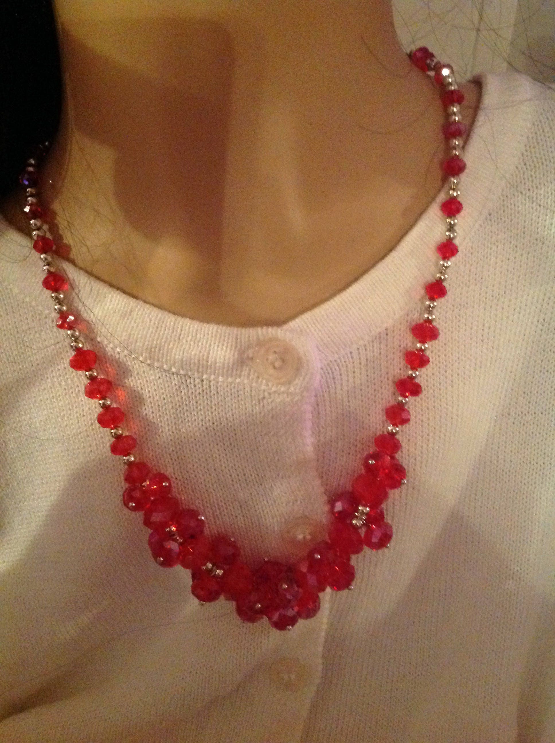 Vintage Necklace Red Crystal Bead Cluster Necklace and Etsy UK