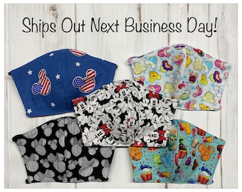 Face Mask, Disney, Adult & Kids, Reversible 2 layer 100% Cotton. Ready to ship!