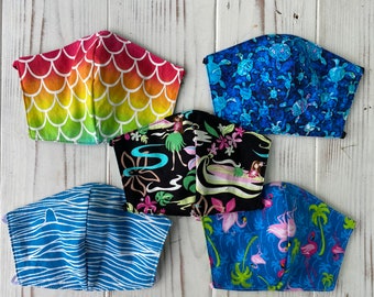 Face Mask, Hawaiian Beach Ocean 2 layer 100% Cotton. Ready to ship!