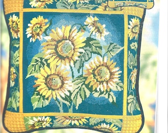 Candamar Sunflower Needlepoint Pillow Kit, 2000, Sealed