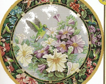 HUMMINGBIRD BLOEMEN rond ontwerp, getelde kruissteek, gloednieuw, Sensations