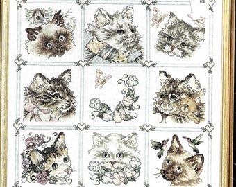 Janlynn, CAT SAMPLER, Counted Cross Stitch Kit, Sealed 1994