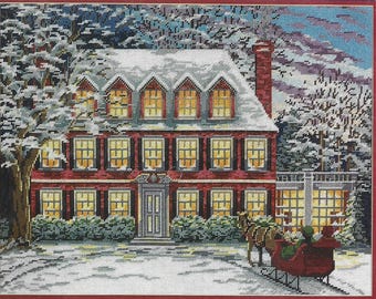 Janlynn-naaldpuntset, GEORGIAN WINTER HOUSE-set, verzegeld, 18 x 14 inch