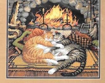 Dimensions, Cats, ALL BURNED OUT, Needlepoint Kit,2002,Re-Sealed