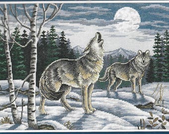Dimensions, CALL of the WILDERNESS, Wolves, Cross Stitch Kit, 3842, 1997