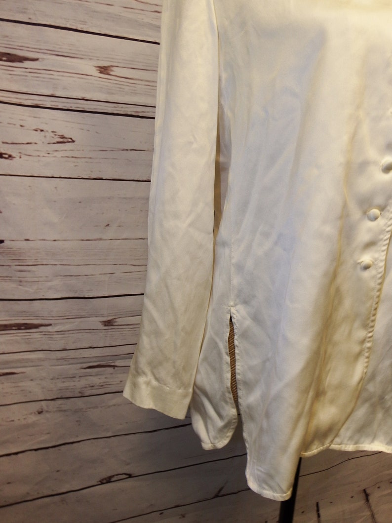 beige silk blouse silk blouse vintage silk blouse long sleeve vintage 80s silk blouse women silk blouse