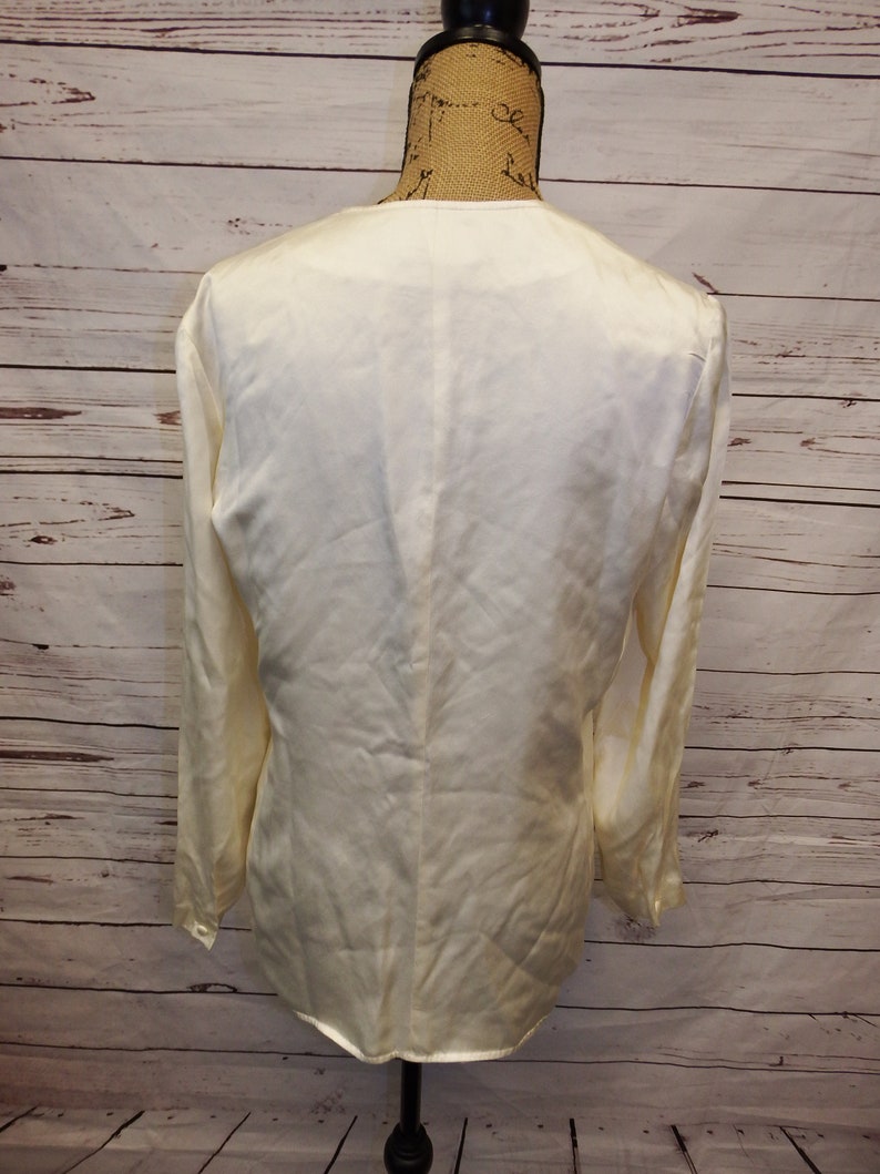 beige silk blouse silk blouse vintage silk blouse long sleeve vintage 80s silk blouse women silk blouse