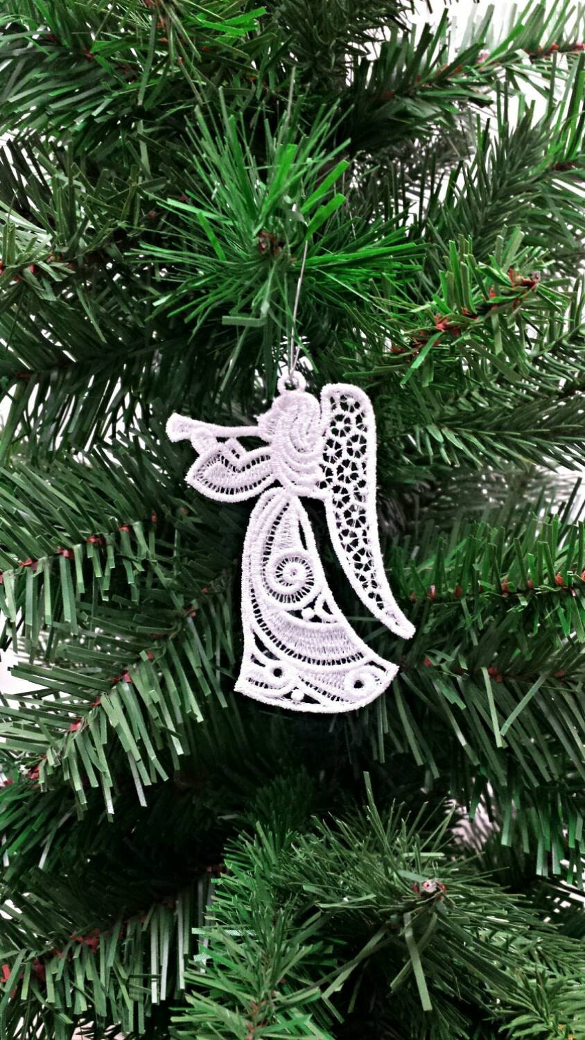 Set of 3 Free Standing Lace Ornament - Angel Christmas Ornament ...