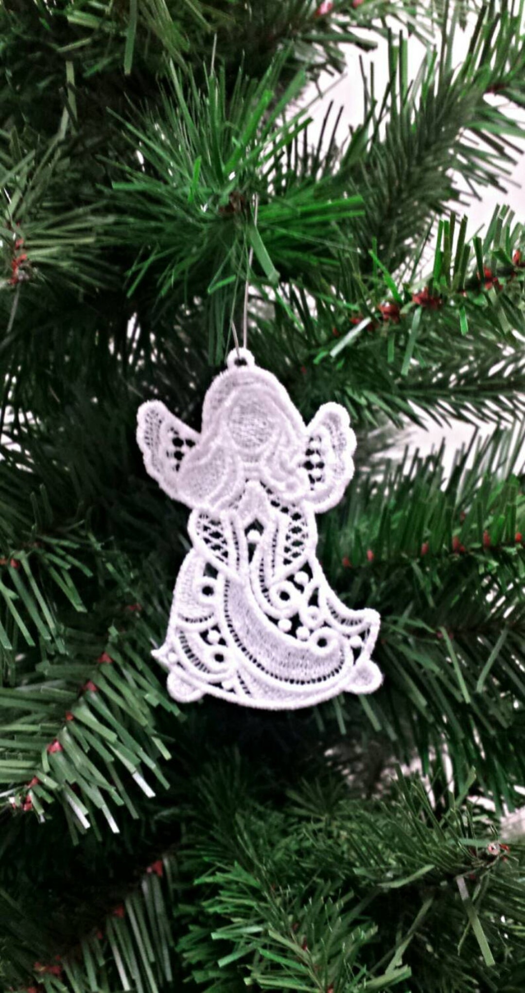 Free Standing Lace Ornament - Angel Christmas Ornament - Embroidered ...